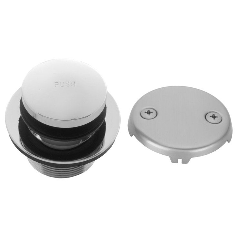 Drain Strainer Toe Control Tub with 2 Hole Faceplate Satin Brass Spring Loaded