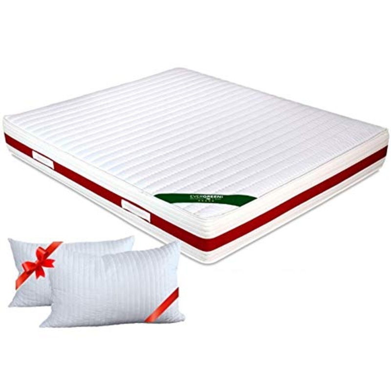 EVERGREENWEB Materasso Matrimoniale 180×200 in MEMORY FOAM & Waterfoam ORTOPEDICO alto 22 cm con Coppia Cuscini Letto GRATIS Lastra Massaggiante, Rivestimento Bianco SFODERABILE per Reti e Letti