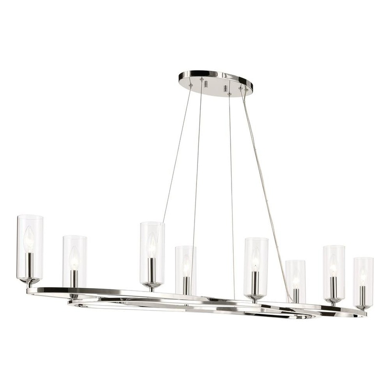 Harpin 52.5″ 8-Light Linear Chandelier Polished Nickel