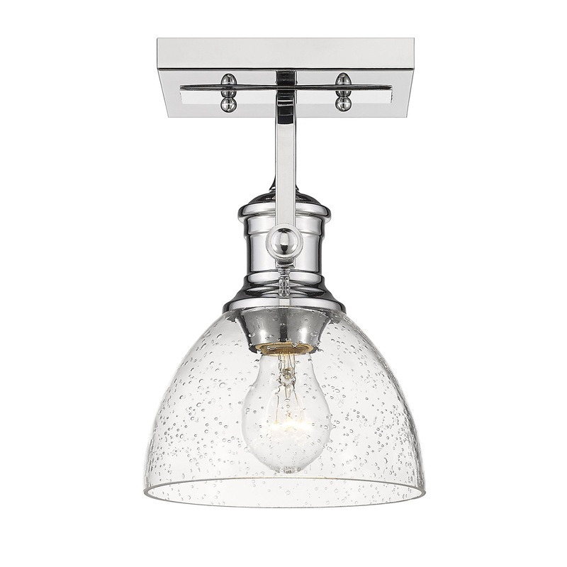 Hines 1-Light Semi-Flush in Chrome with Seeded Glass