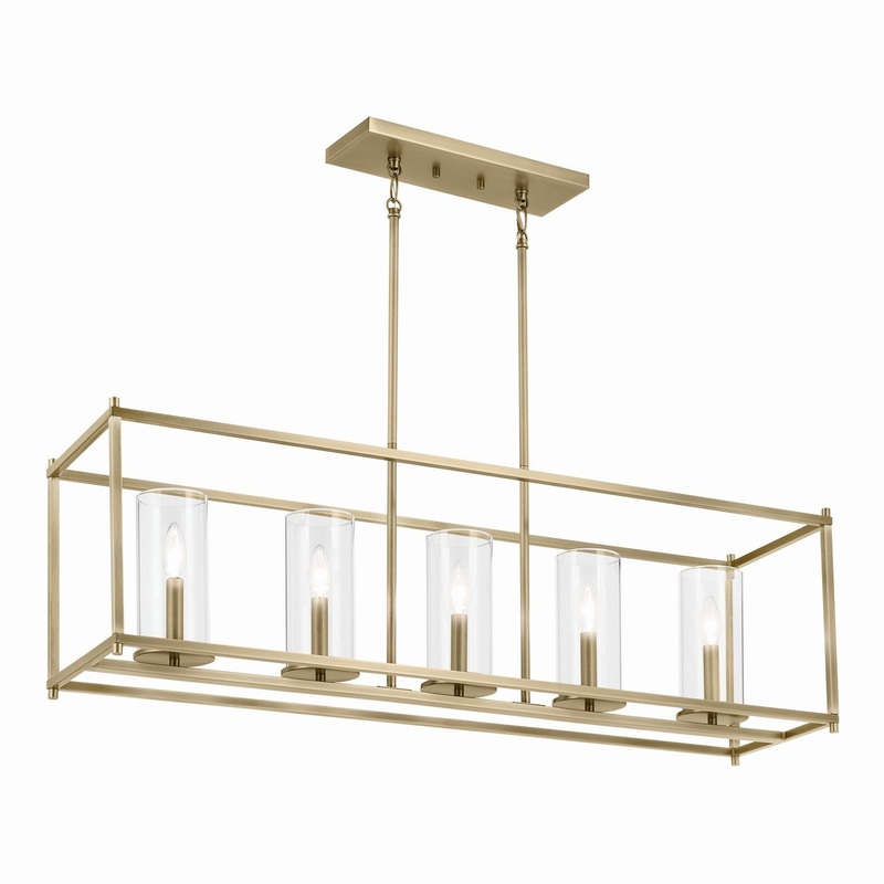 Kichler 43995NBR Five Light Linear Chandelier, Natural Brass
