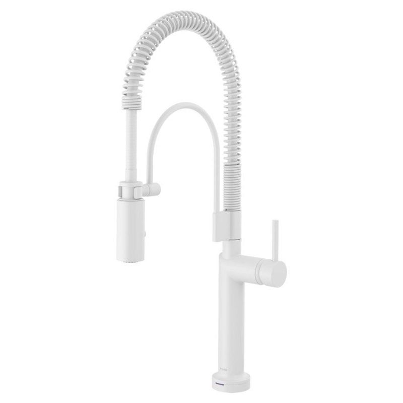 Kitchen Faucet Jason Wu Semi Professional Less Handle ADA Matte White Gooseneck 360 DEG Swivel 1 Hole 1.8 Gallons per Minute