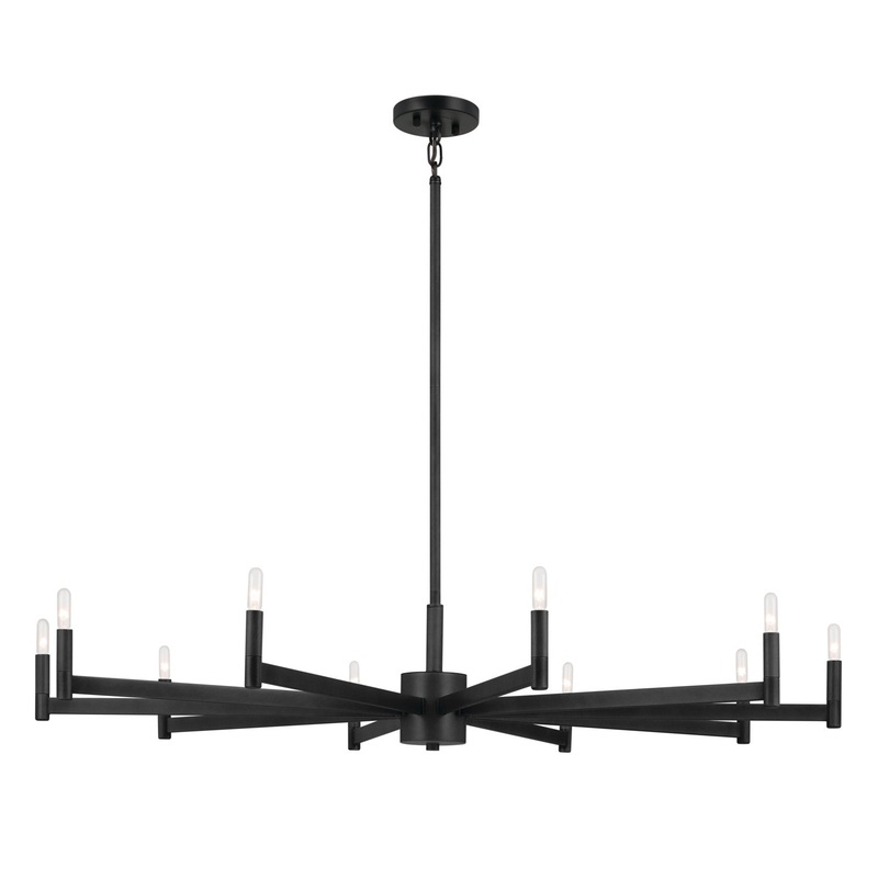 Ten Light Chandelier from the Erzo Collection in Black Finish by Kichler