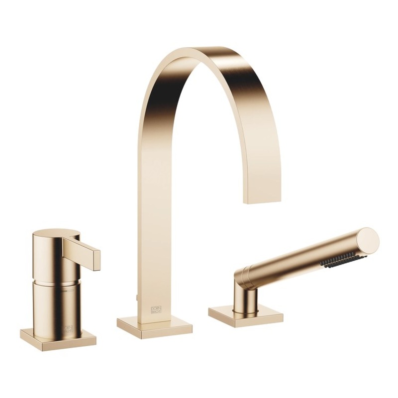 Tub Filler MEM Mixer for Deck Mount with Handshower 1 Lever Brushed Champagne