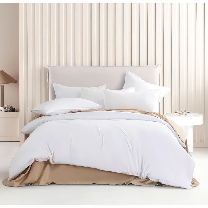 Vintage Washed Microfibre Quilt Cover Set (White, Double)