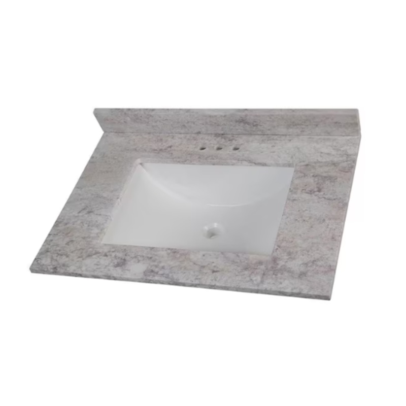 31 in. W x 22 in. D Cultured Marble White Rectangular Single Sink Vanity Top in Winter Mist