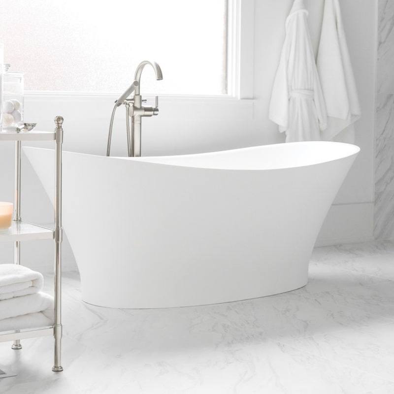 Air Tub Mallory 59.5 x 31.375 Inch Air Bath Center White Matte Oval Sculpturestone 68 Gallons 21-1/2 Inch