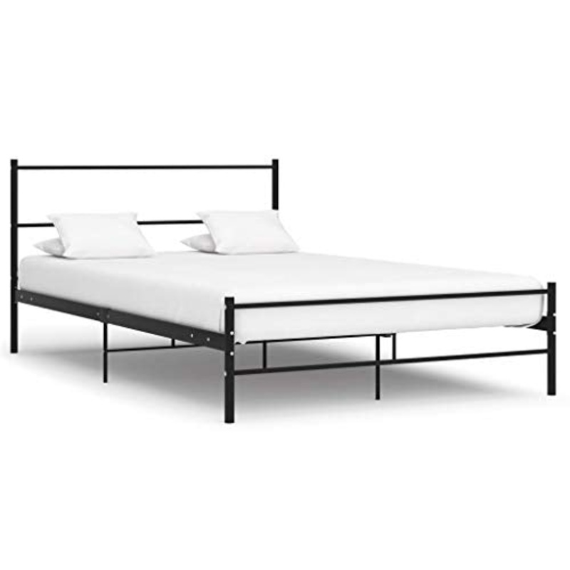 BIGTO – Struttura letto in acciaio per camera da letto, 160 x 200 cm, colore: Nero