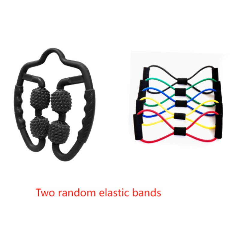 Black Set of 2 Foam Roller Ring Leg Massagers with 2 Resistance Bands – Muscle Relief Kit