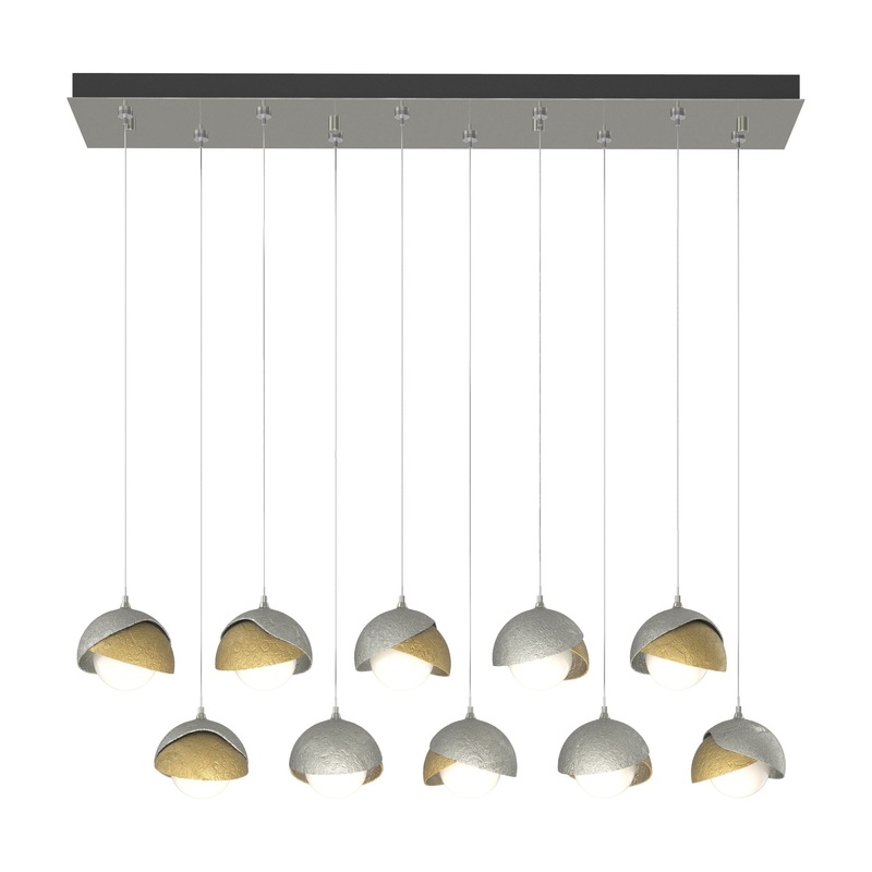 Brooklyn 10-Light Double Shade Pendant Sterling Modern Brass