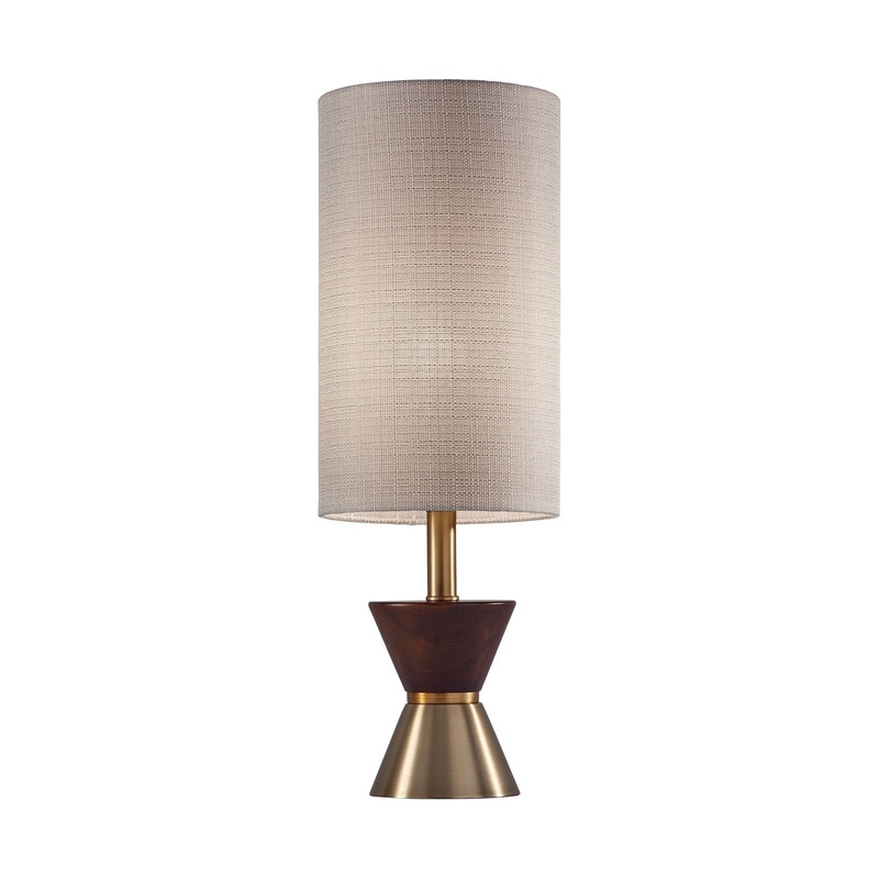 Carmen Table Lamp Antique Brass/Walnut Rubberwood