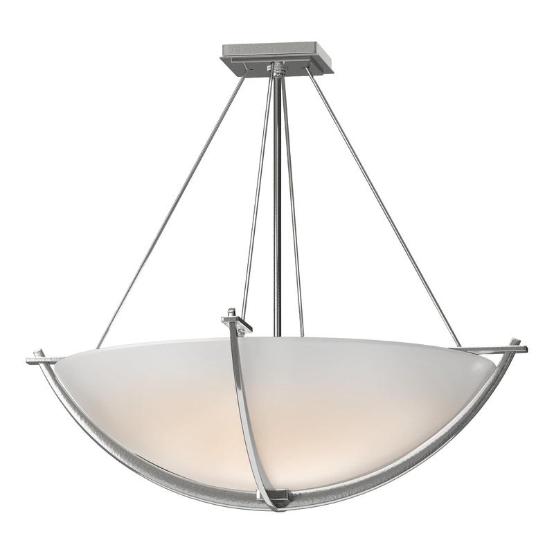Compass Large Semi-Flush Sterling Opal Glass (GG)