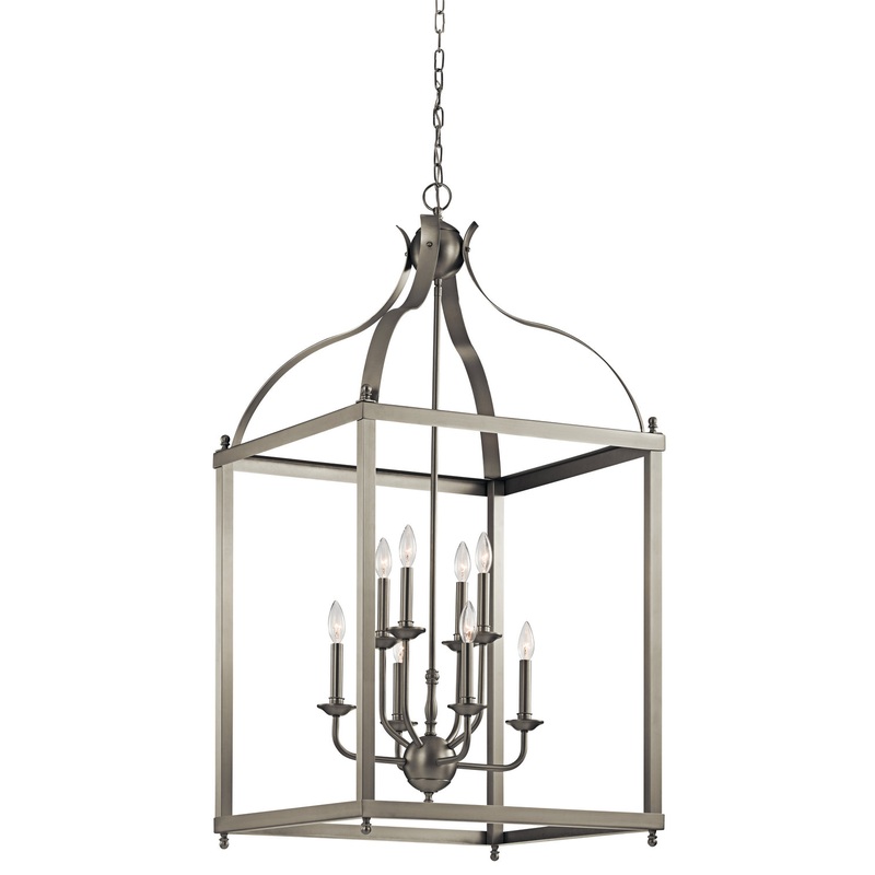 Kichler 42591NI Eight Light Foyer Chandelier, Brushed Nickel