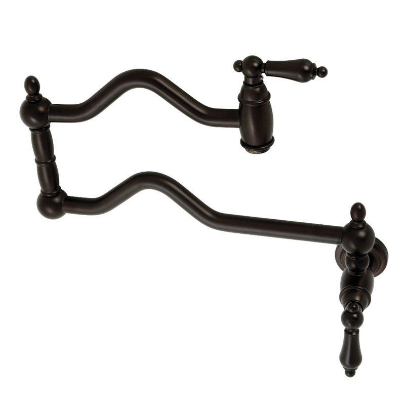Kingston Brass KS2105AL Heritage Wall Mount Pot Filler, Oil Rubbed Bronze