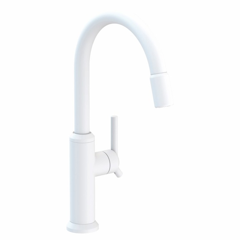 Kitchen Faucet Jeter 1 Lever ADA Matte White Pull Down Spout Height 10-7/9 Inch 1.8 Gallons per Minute