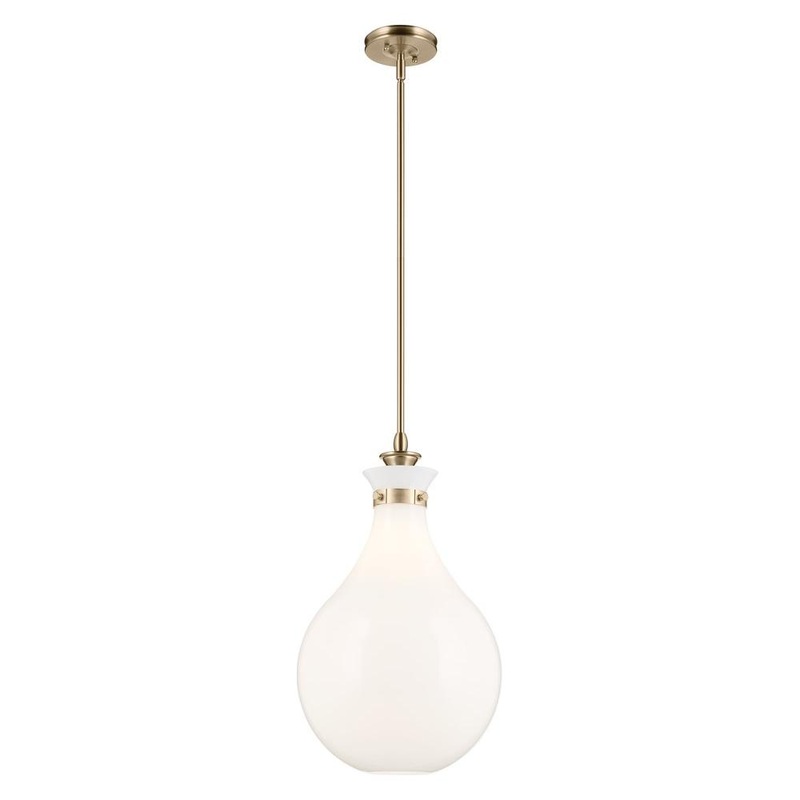 Laria 14″ 1-Light Pendant Champagne Bronze Opal Glass