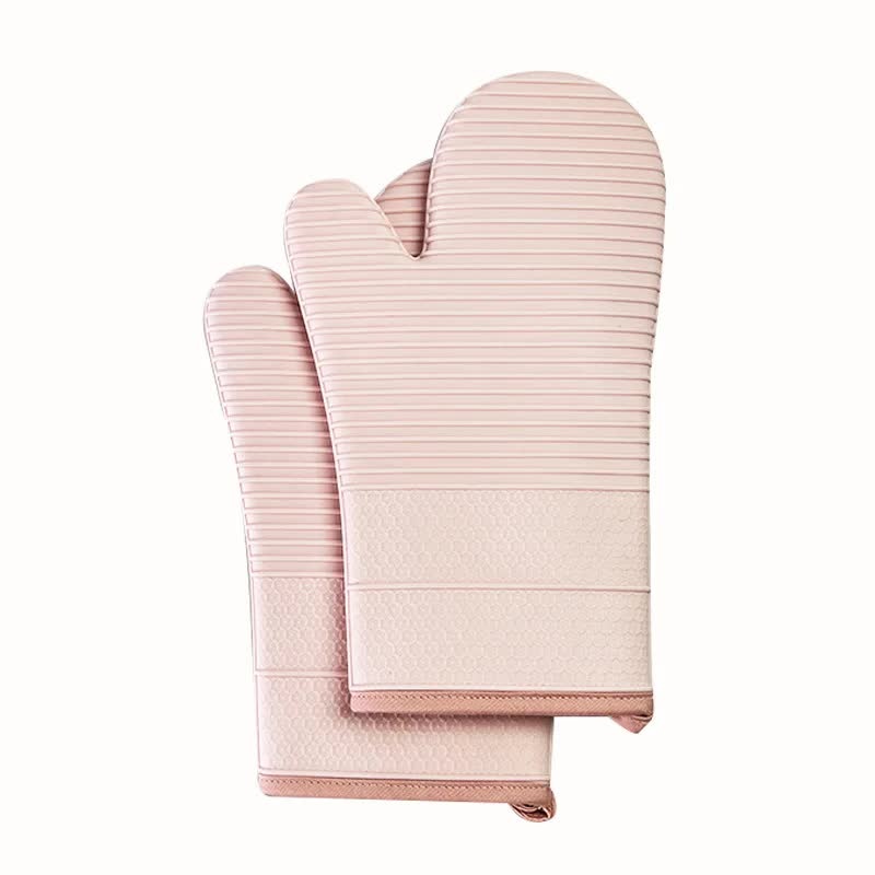 Pink Premium Heat Resistant Silicone Oven Mitts (Pair) – Non-Slip Grip, Cotton Lined for Kitchen Baking, Grilling & BBQ