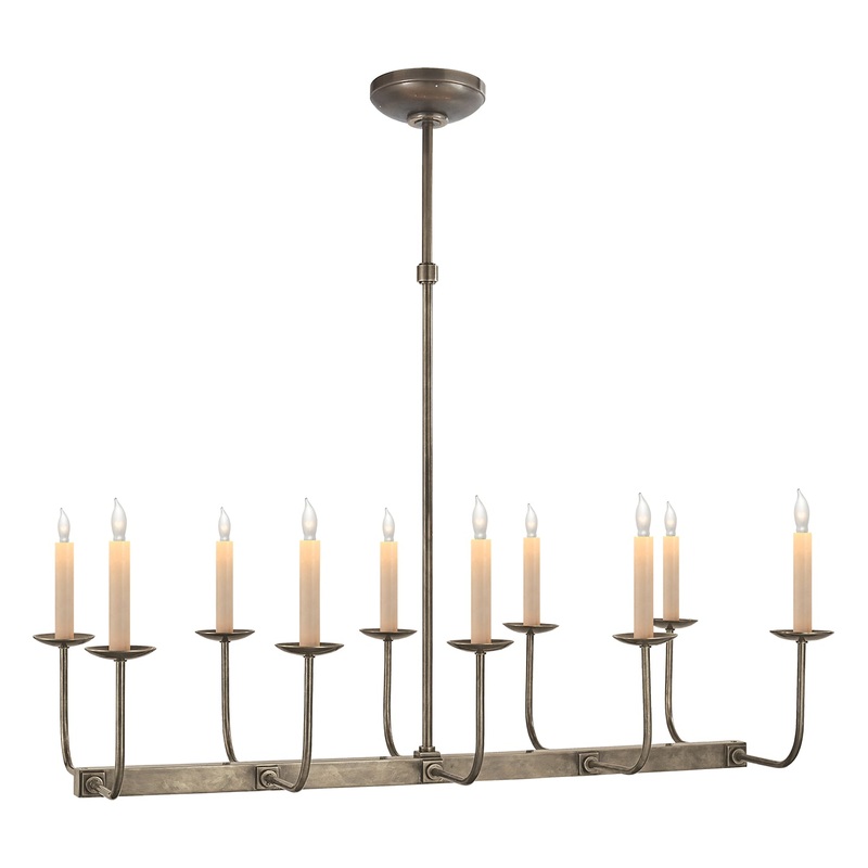 Ten Light Chandelier from the Linear Branched Collection in Antique Nickel Finish by Visual Comfort Signature