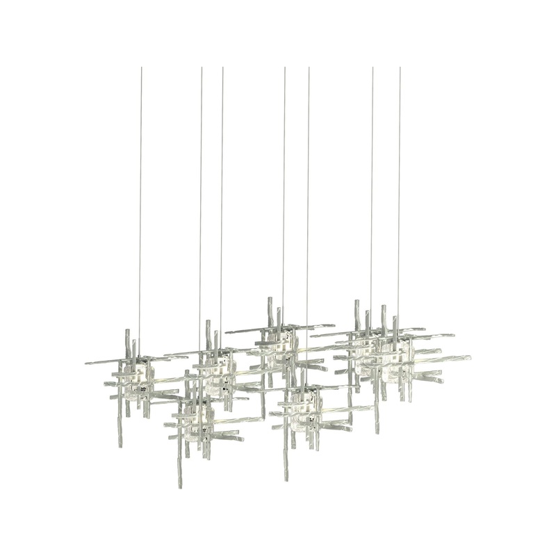 Tura 7-Light Seeded Glass Pendant Vintage Platinum