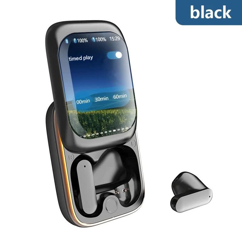 TWS Wireless Earbuds with LED Touch Screen Charging Case – Bluetooth 5.3, HIFI Sound, Standalone Music Playback & Game Mode(black)