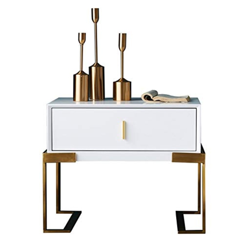 Zel Comodino Moderno Multifunzionale, Legno e Metallo di Alta qualit, Ampio Spazio, Design Ultra Robusto, Struttura Stabile, Superficie Liscia, Facile da Montare