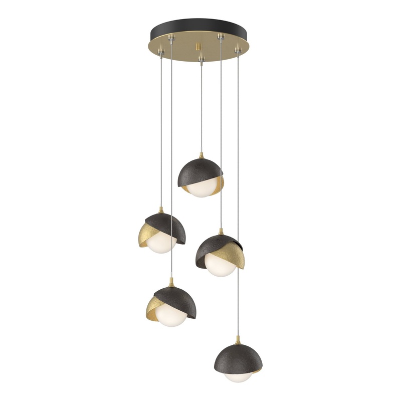 Brooklyn 5-Light Double Shade Pendant Modern Brass Oil Rubbed Bronze