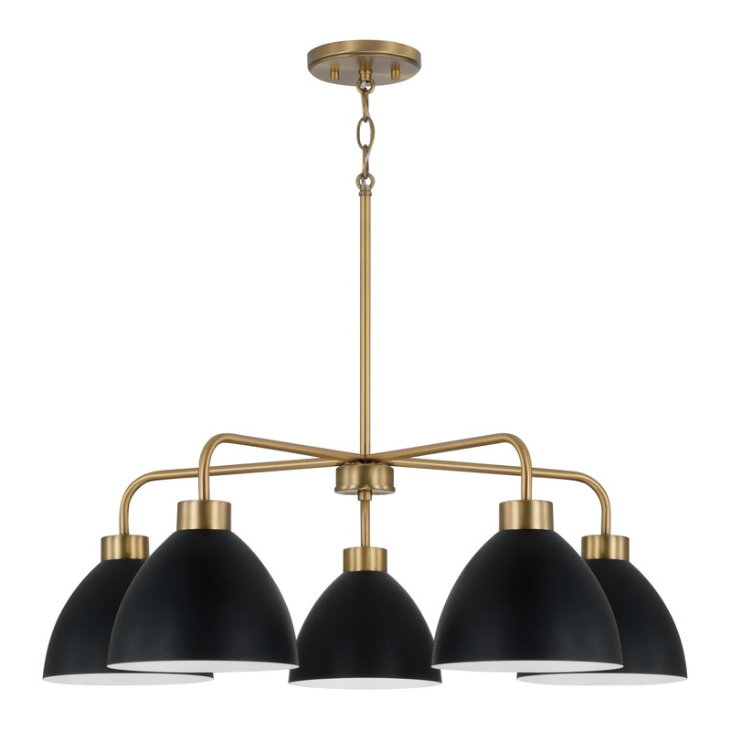 Five Light Chandelier from the Ross Collection in Aged Brass and Black Finish by Capital Lighting