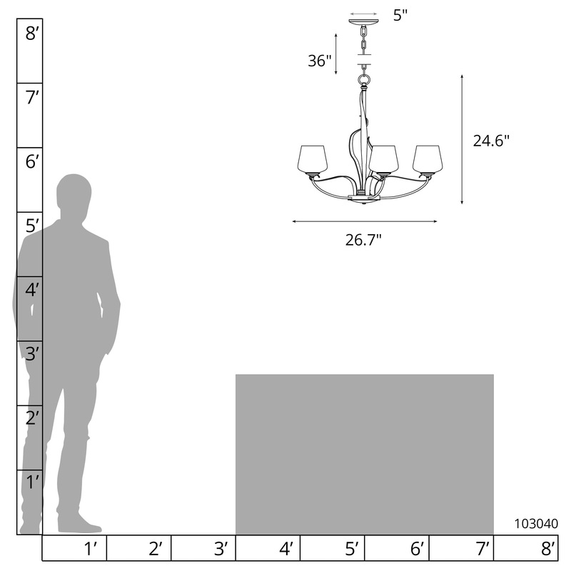 Flora 5-Arm Chandelier White Clear Glass (ZM)