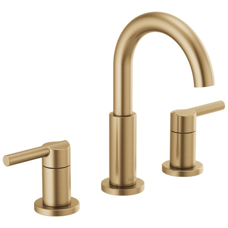 Lavatory Faucet Nicoli Widespread 6-16 Inch Spread 2 Lever ADA WaterSense Brilliance Champagne Bronze 1.2 Gallons per Minute 8-5/8 Inch