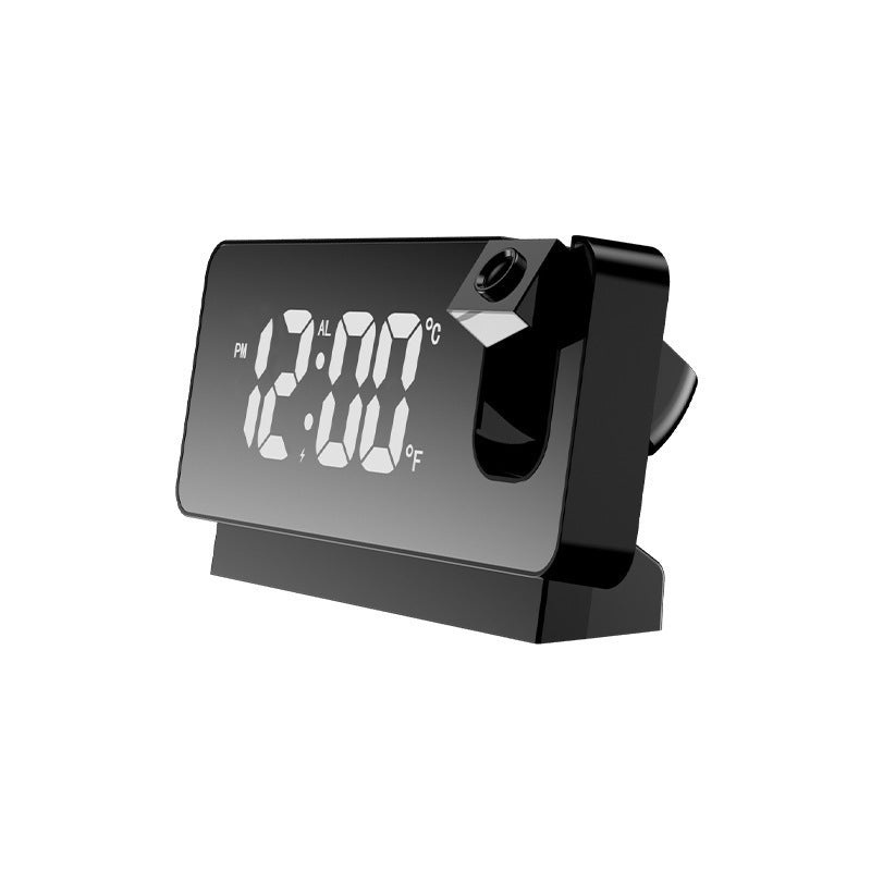 LED Digital Projection Alarm Clock – Temperature, Date, Snooze & 180 Adjustable Projector(Black shell white light)