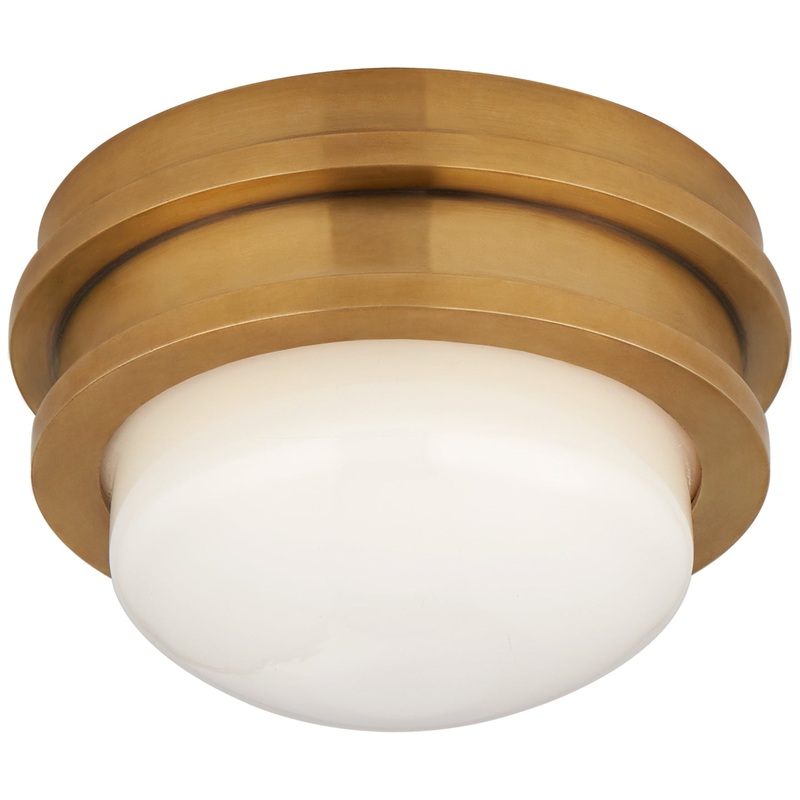 LED Flush Mount from the Launceton Collection in Antique-Burnished Brass Finish by Visual Comfort Signature