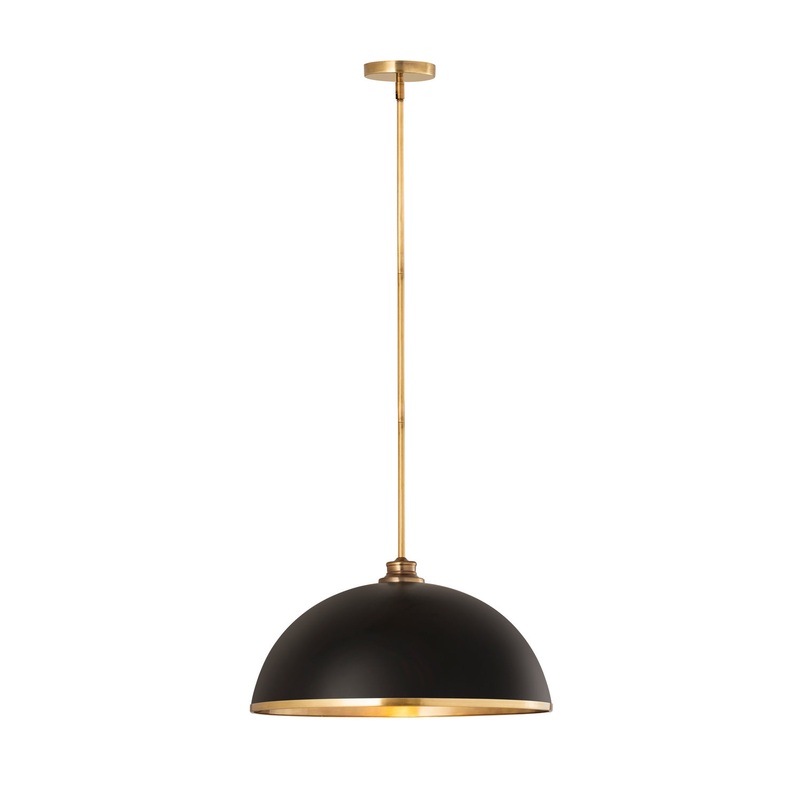 One Light Pendant from the Landry Collection in Matte Black / Rubbed Brass Finish by Z-Lite