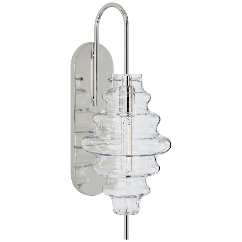 One Light Wall Sconce from the Tableau Collection in Polished Nickel Finish by Visual Comfort Signature
