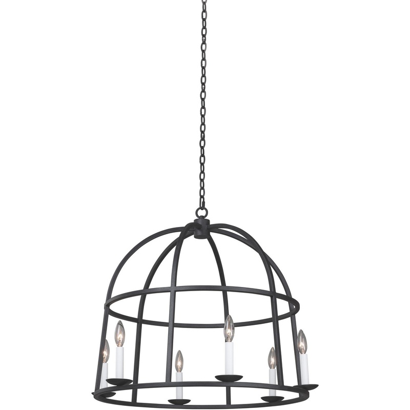 Six Light Pendant from the Wickenburg Collection in Black Iron Finish by Kalco