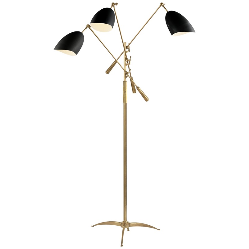 Three Light Floor Lamp from the Sommerard Collection in Hand-Rubbed Antique Brass And Black Finish by Visual Comfort Signature