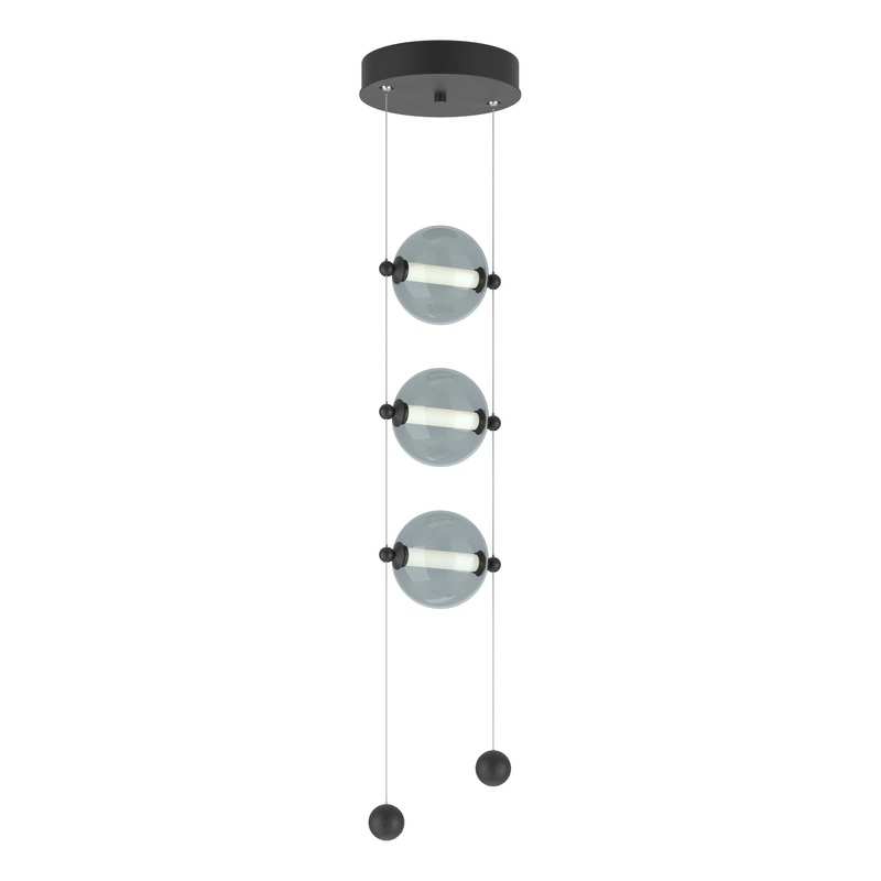 Abacus 3-Light LED Pendant Black Cool Grey Glass (YL)