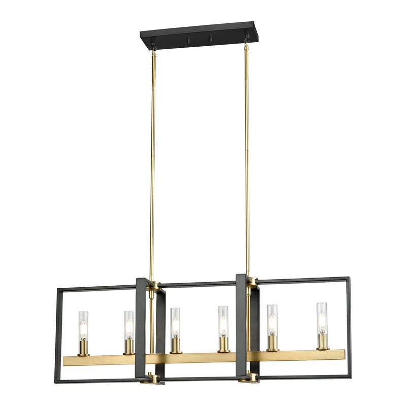 Blairmore 6-Light Linear Venetian Brass and Graphite with Clear Glass