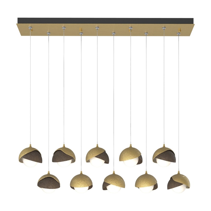 Brooklyn 10-Light Double Shade Pendant Modern Brass Bronze