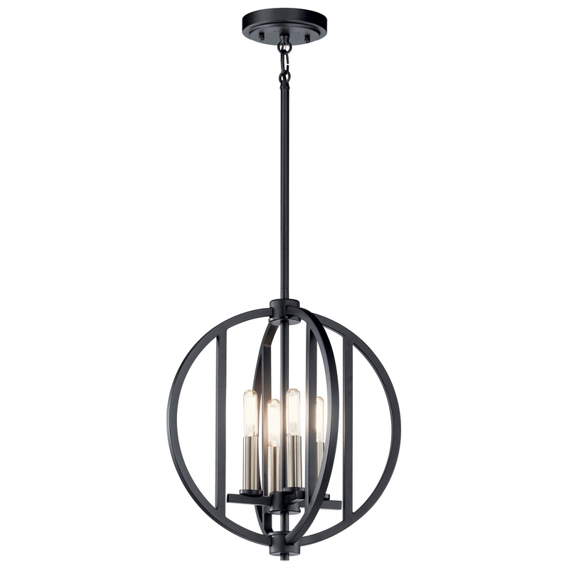 Kichler 43642BK Four Light Mini Chandelier, Black