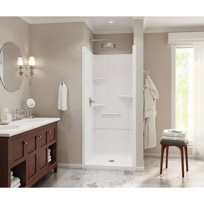 MAAX 105917-S-000-001- Camelia SH-3636 Acrylic Alcove Center Drain Two-Piece Shower in White