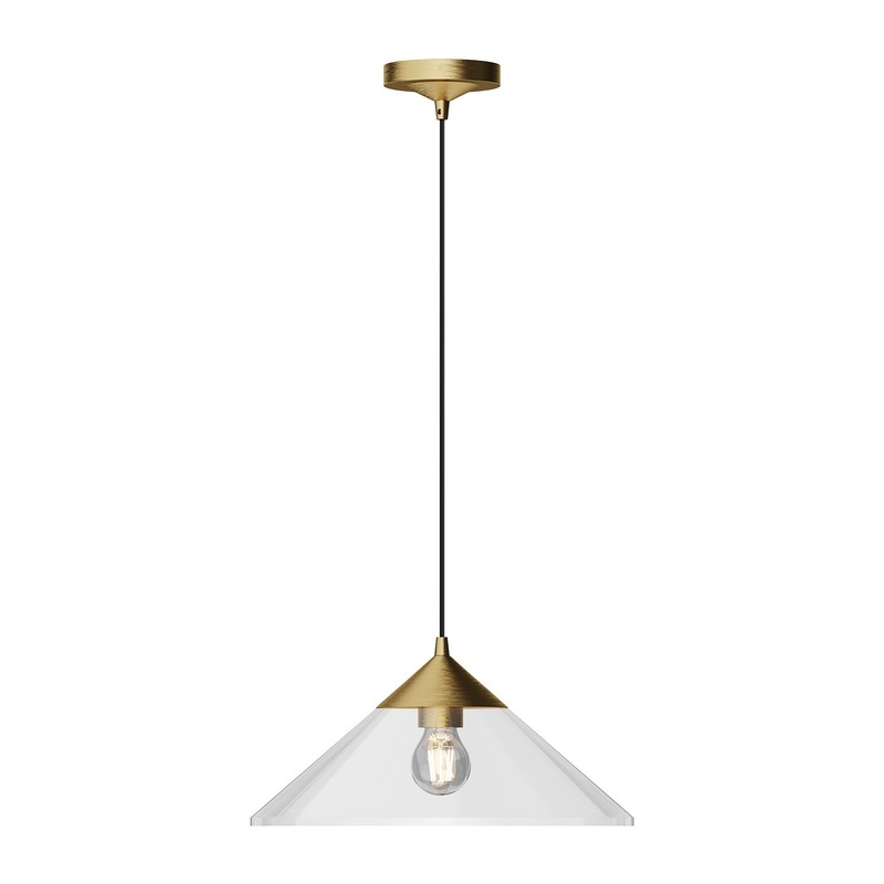 One Light Pendant from the Mauer Collection in Brushed Gold/Clear Glass|Matte Black/Smoked Finish by Alora
