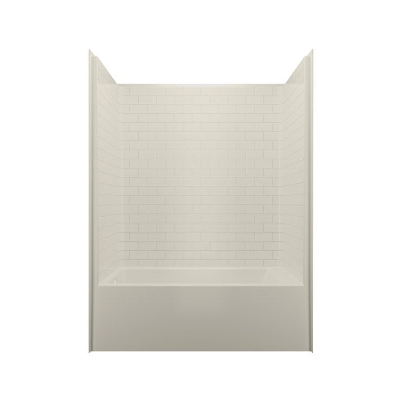 Tub and Shower Module Left Drain Biscuit 52 Gallons 60 x 32 x 80 Inch