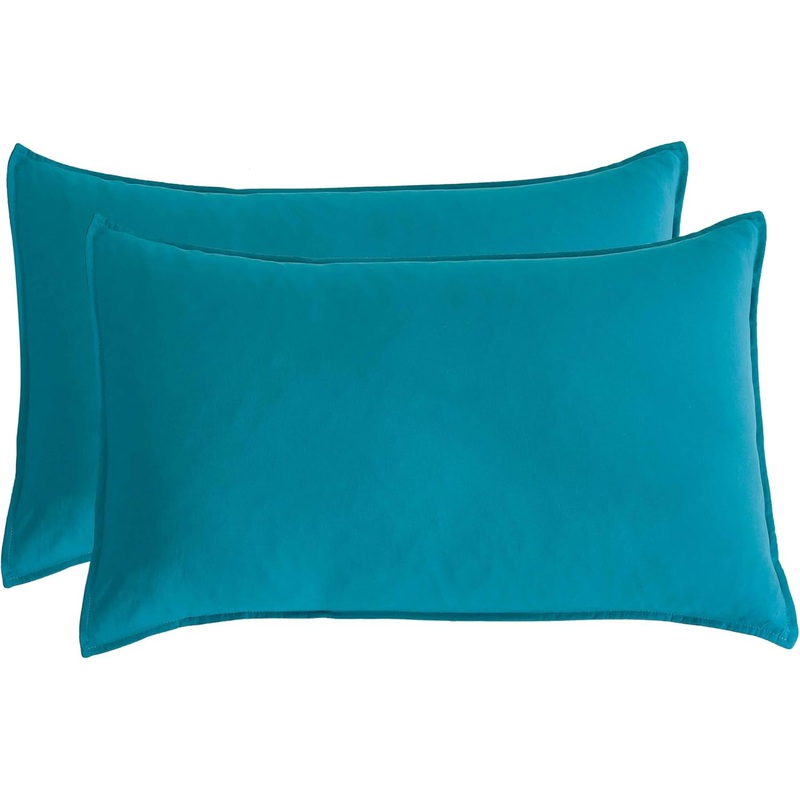 Twin Pack Vintage Washed Microfibre Standard Pillowcase (Teal, Standard)