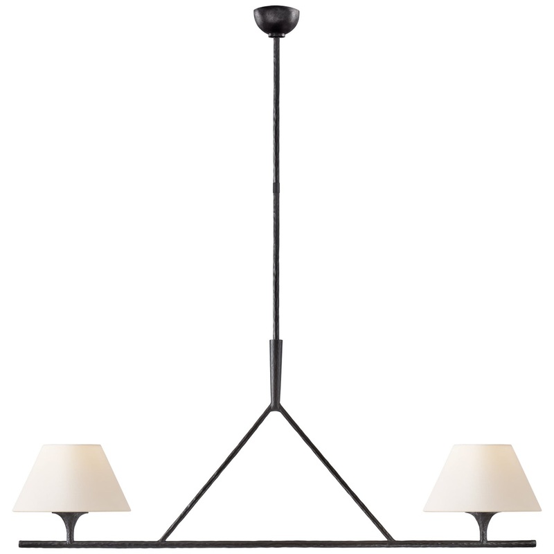 Two Light Chandelier from the Cesta Collection in Aged Iron Finish by Visual Comfort Signature