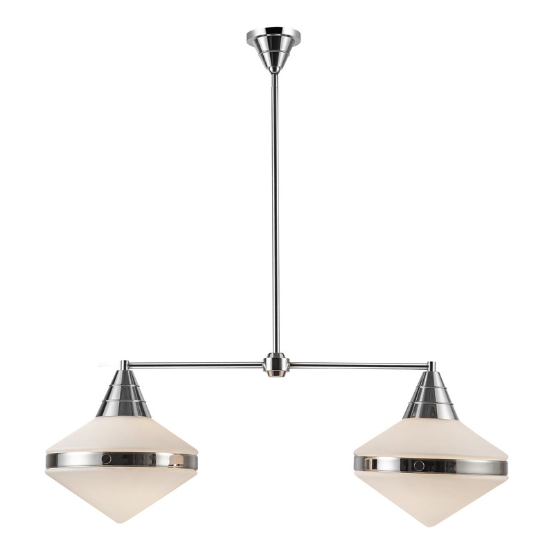Two Light Linear Pendant from the Willard Collection in Polished Nickel/Matte Opal Glass Finish by Alora