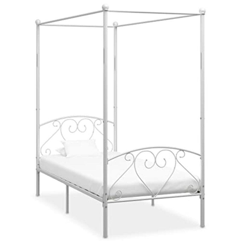 vidaXL Letto a Baldacchino Bianco in Metallo 120×200 cm