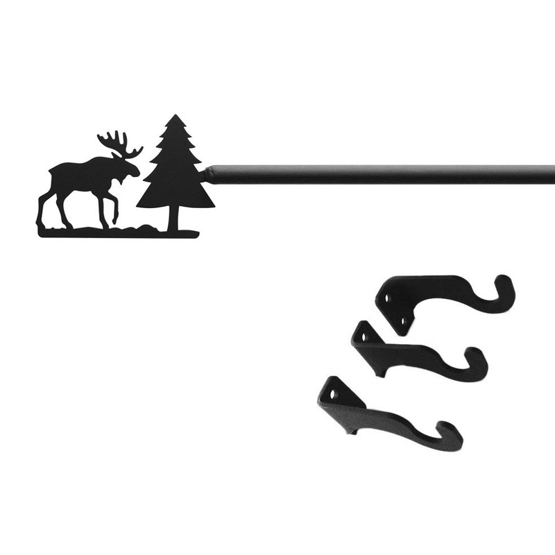 Village Wrought Iron CUR-22-60-S Moose Pine Curtain Rod Med (Hardware is INCLUDED)
