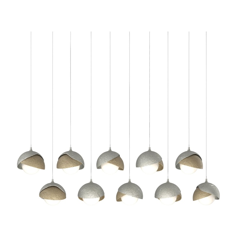 Brooklyn 10-Light Double Shade Pendant Sterling Soft Gold