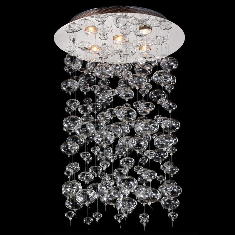 Bubble Glass 7-Light Close to Ceiling Chrome