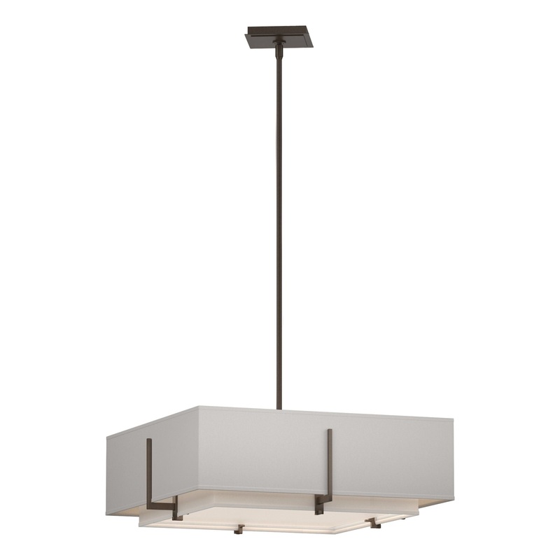 Exos Square Double Shade Pendant Bronze Natural Anna Inner Shade & Flax Outer Shade